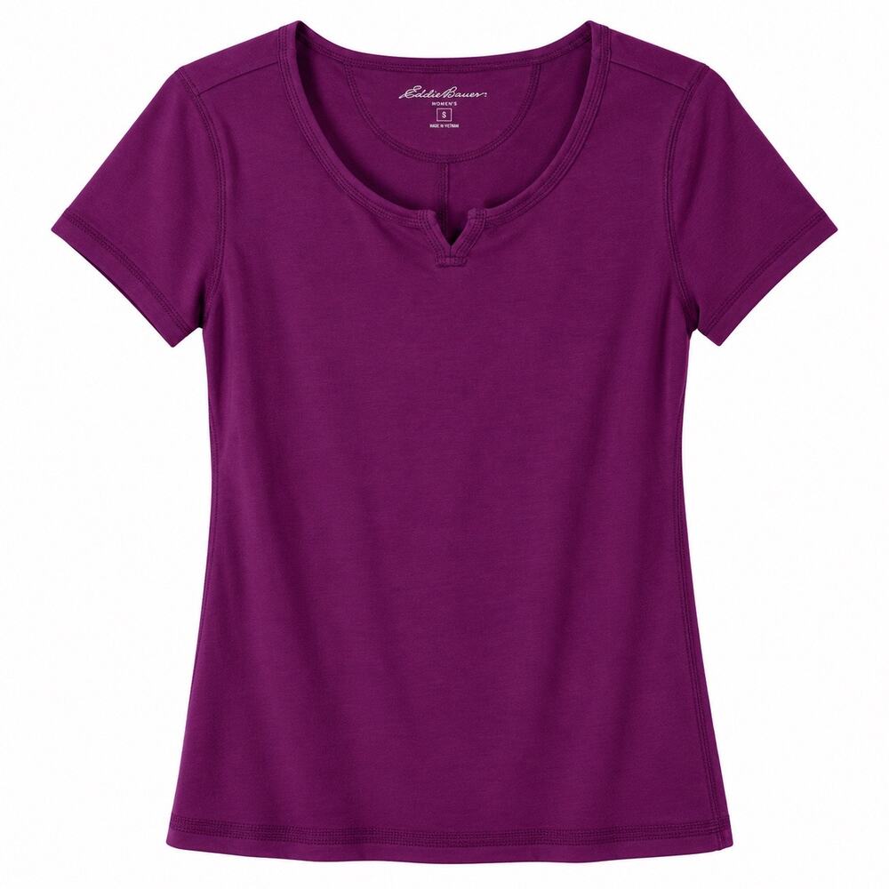 Eddie Bauer basic fitted cotton scoop neck with notch tee purple women S